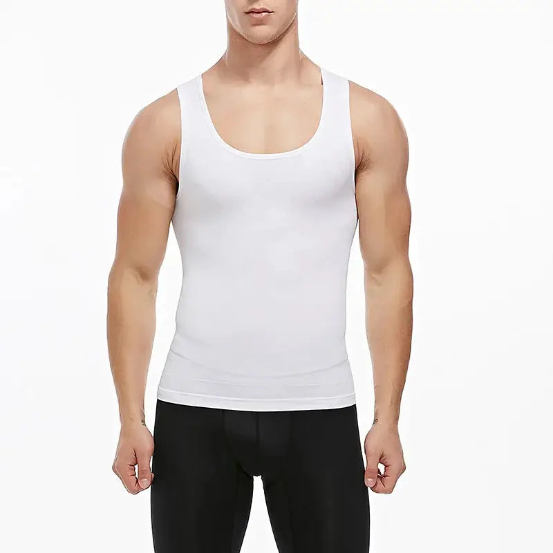 Simples Market men's white slimming compression undershirt tank top