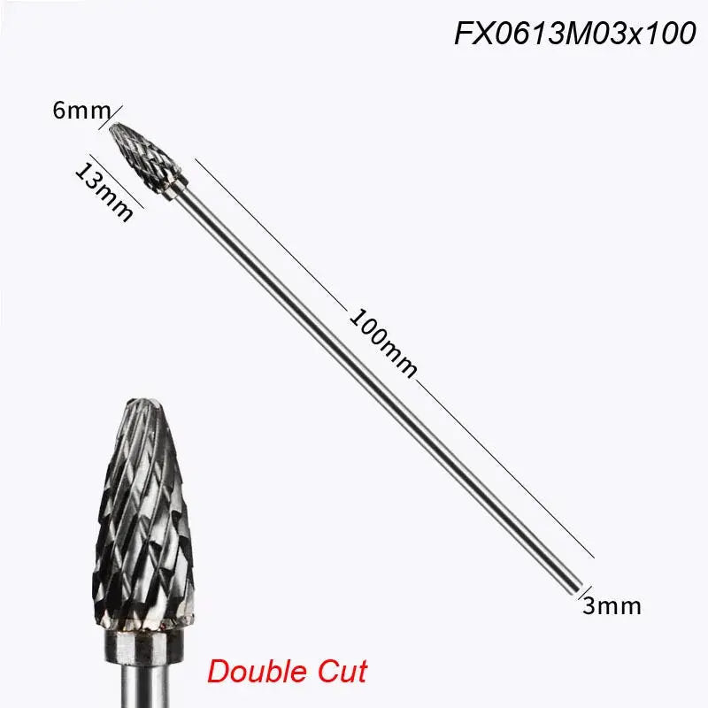 Extra Long 100mm Rotary Rasp File Carbide Burr for Metal and Wood Carving Milling Cutter