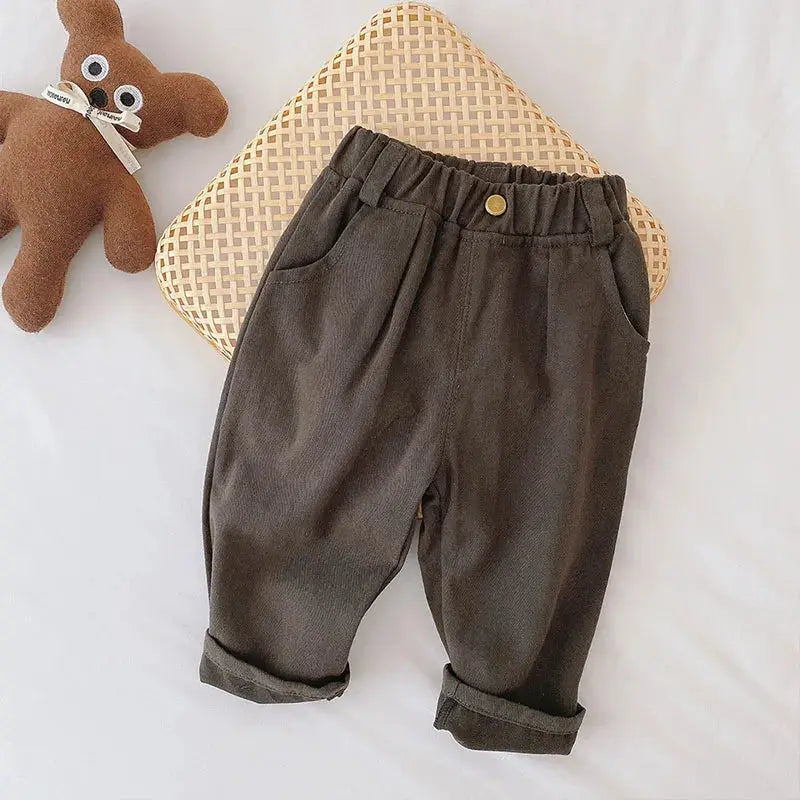 Milancel Boys Straight Jeans Pants With Elastic Waistband All Seasons Solid Color Ages One To Six