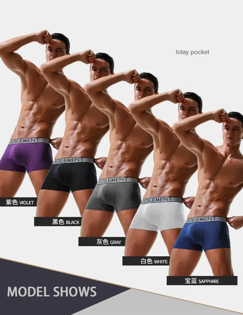 Men's boxer briefs by Simples Market, set of 5 colors in modal fabric with breathable pouch