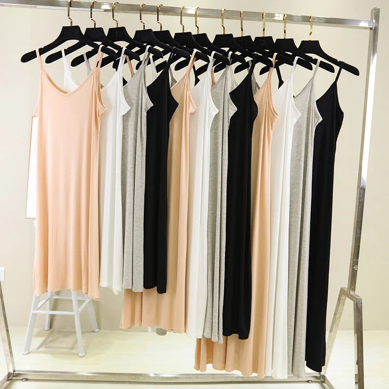 Spring Summer 2026 Women Tank Dress Modal O Neck Camisole Casual Beach
