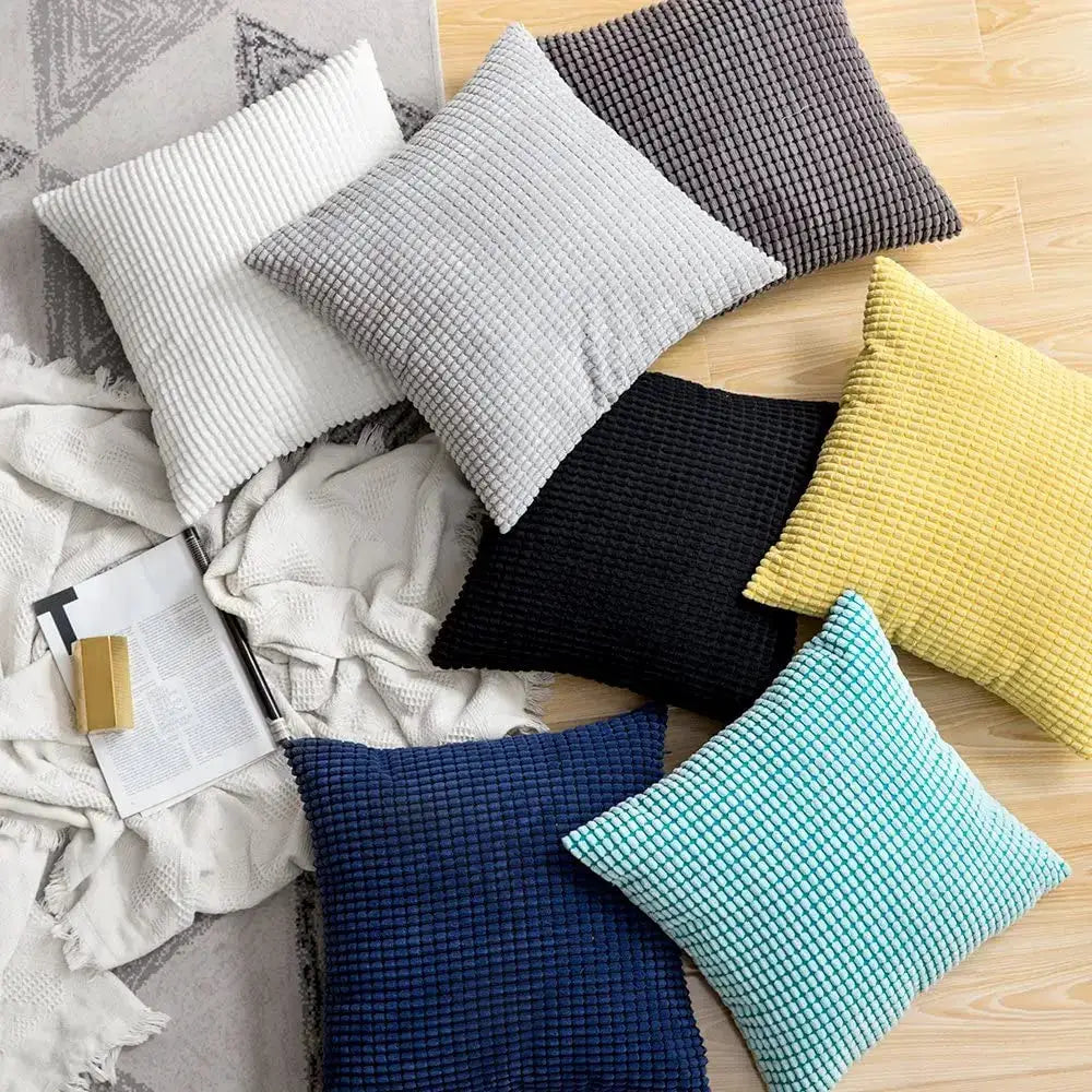 Corduroy cushion covers set of seven colors (35–70 cm) for sofa and bed decor
