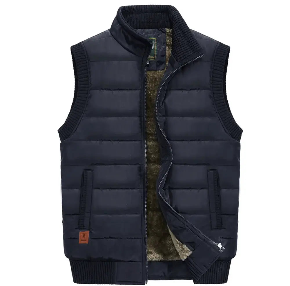 Men's navy padded quilted sleeveless vest by Simples Market