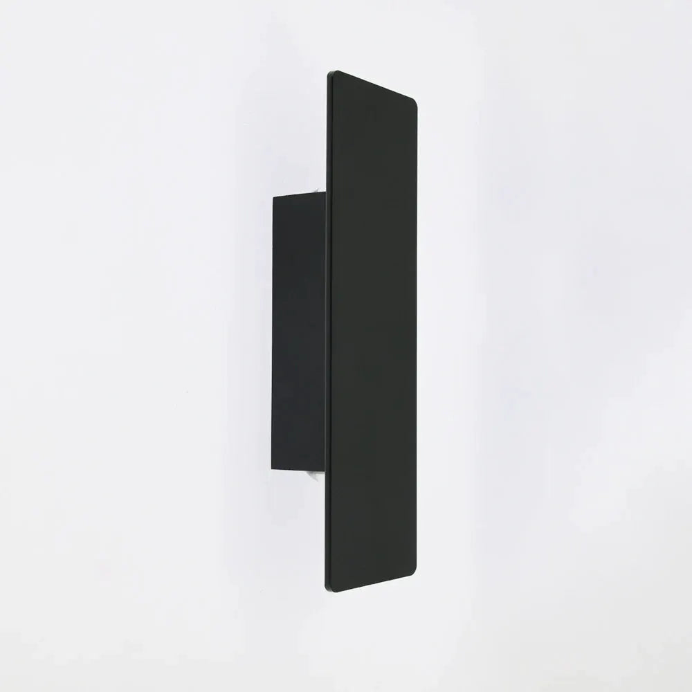 Modern black aluminum LED indoor wall lamp, vertical rectangular wall light for bedroom or living room.