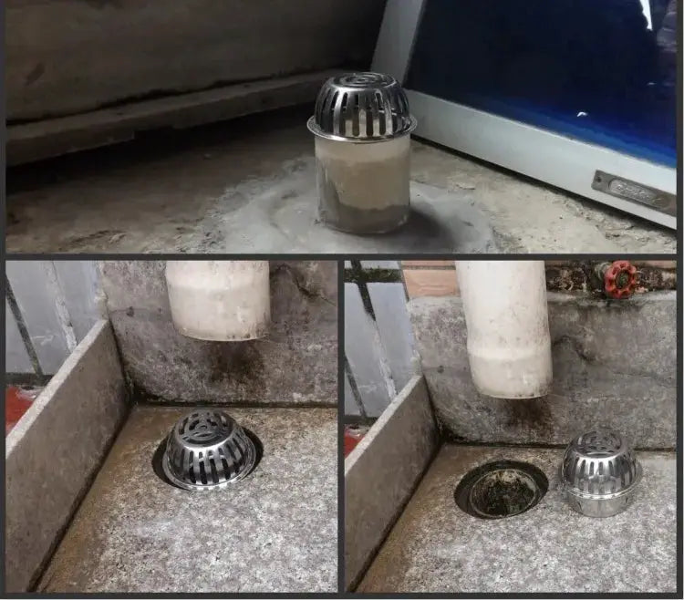 Stainless steel round floor drain with anti-blocking cap for outdoor balcony roof drainage