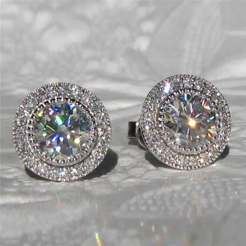 Huitan Delicate Small Round Stud Earrings With Shiny Cubic Zirconia Versatile Fashion Jewelry For Women Teens