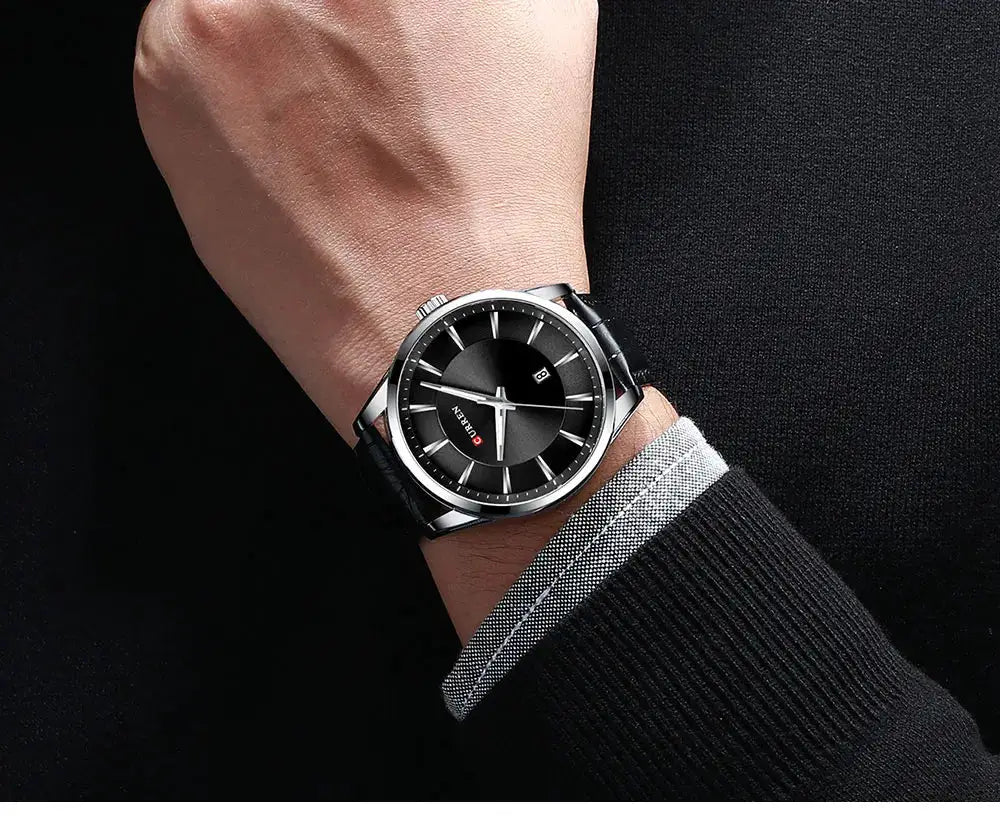 Curren Quartz Watches For Mens Leather Strap Luxury Minimalist Business Wristwatch Stainless Steel Case