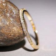 Huitan Minimalist Thin Ring For Women, Cubic Zirconia Wedding Ring, High Quality Brass Jewelry