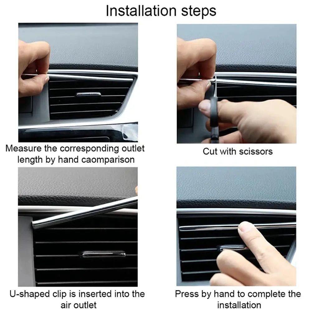 Car moulding decoration strips, flexible silver trim for dashboard and vents, 1/3/5m lengths, universal fit