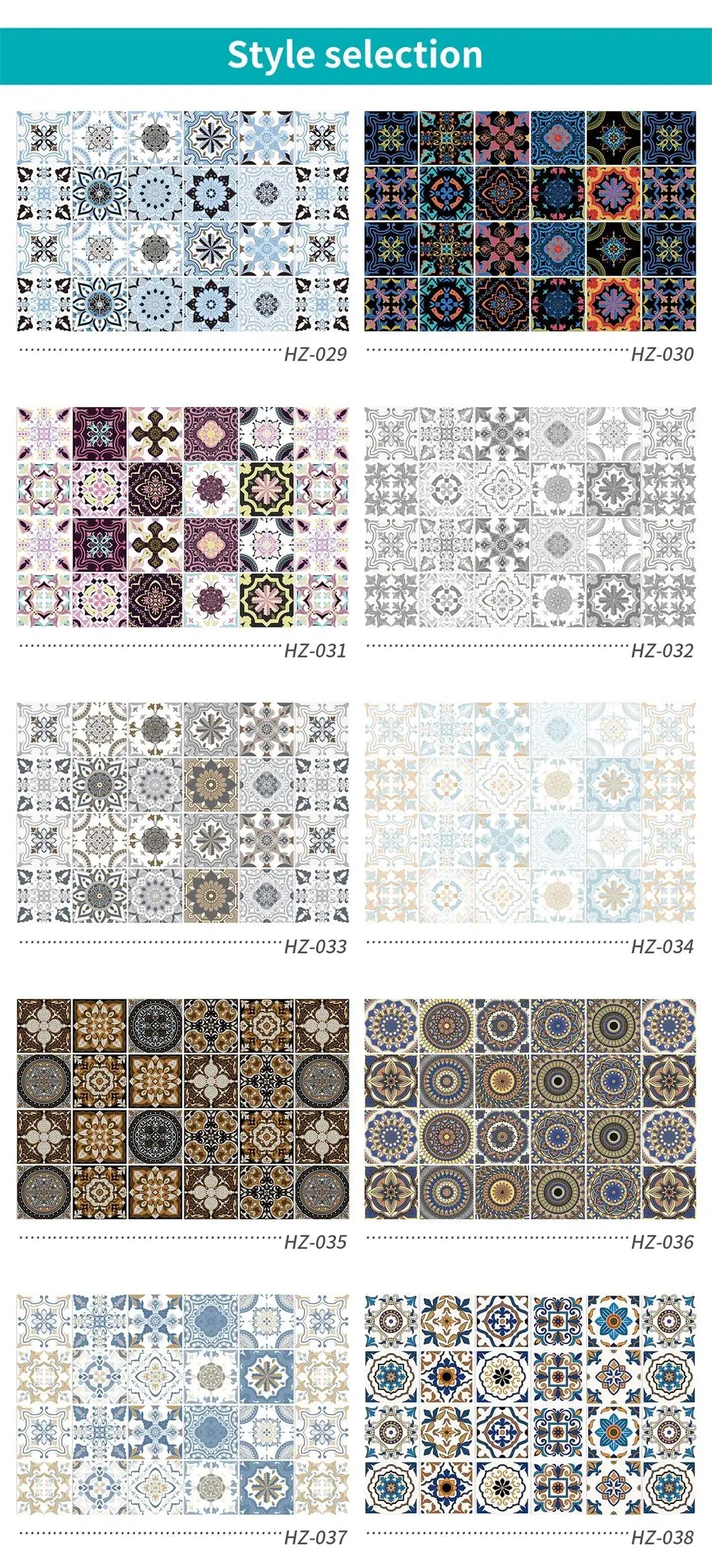 Simples Market 24pcs tile wall decals set, light-color, waterproof self-adhesive for kitchen and bathroom