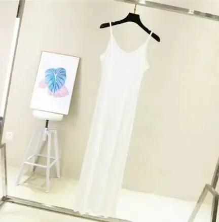 Spring Summer 2026 Women Tank Dress Modal O Neck Camisole Casual Beach