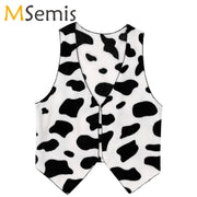 Men's cow-print sleeveless vest with open front MSemis