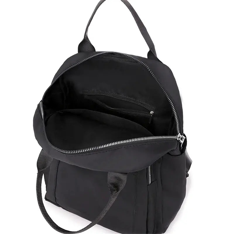 Backpack by Simples Market, black women's travel bag, waterproof Oxford fabric, large capacity.