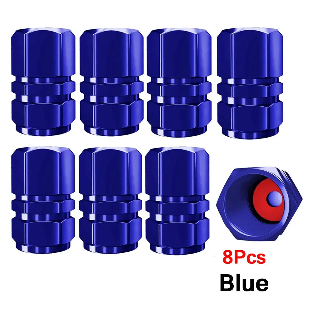Valve caps 8-pack blue aluminum alloy tire valve caps by Simples Market