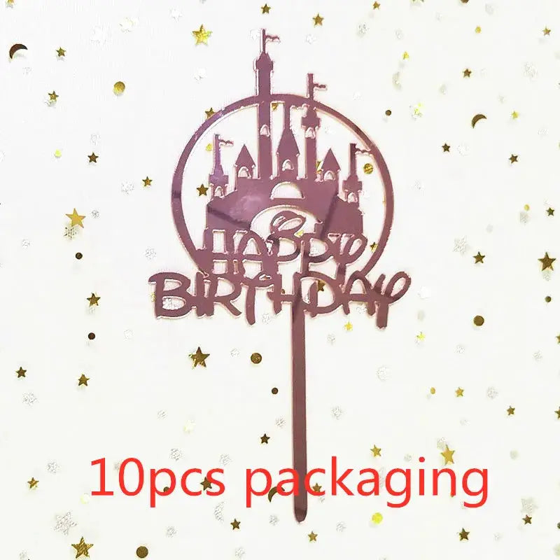 10 Pcs Rose Gold Silver Black Acrylic Cake Toppers Set For Birthday Parties Baby Showers And Dessert Decoration