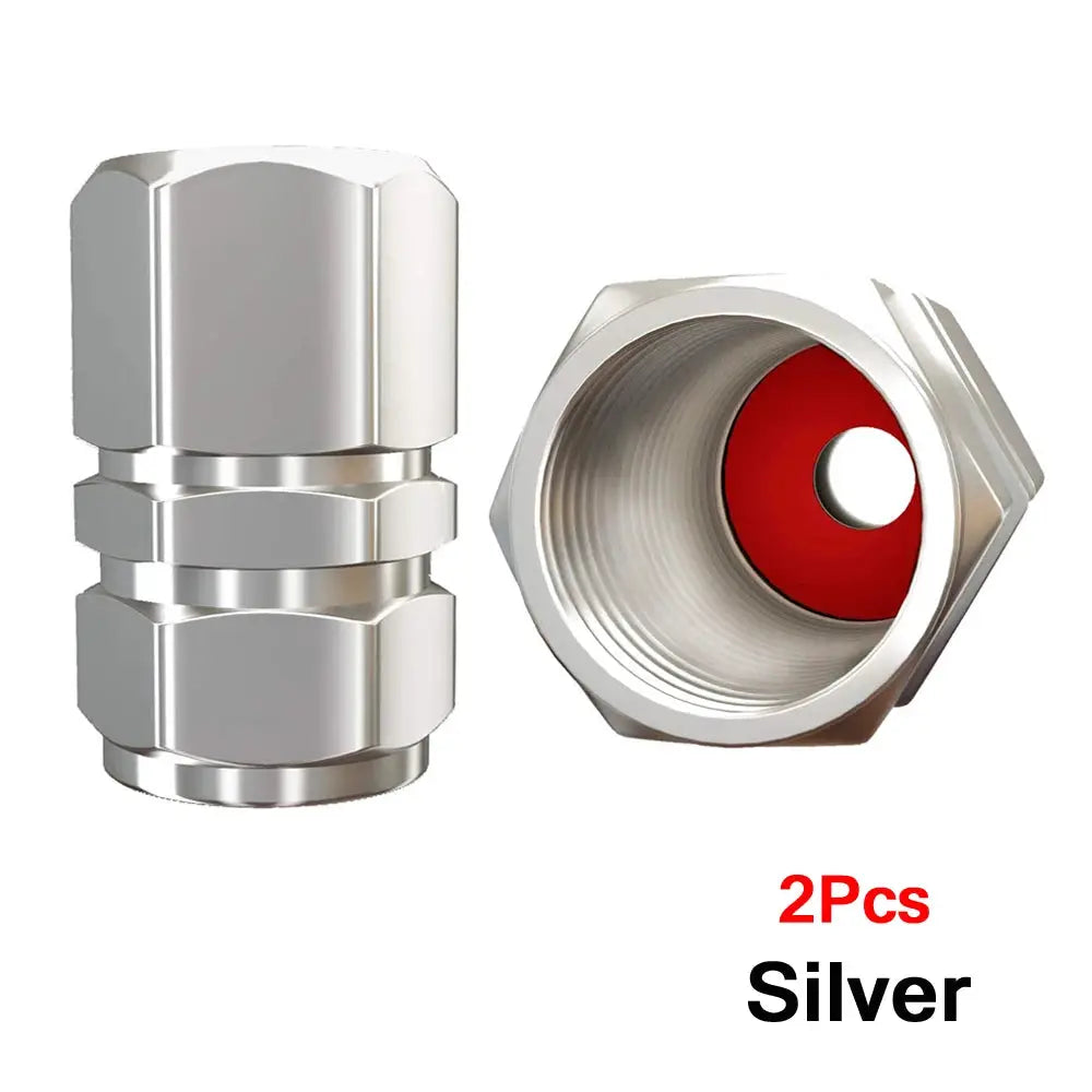 Tire valve caps, aluminum alloy, silver, 2 pcs, Simples Market AUTCOAT