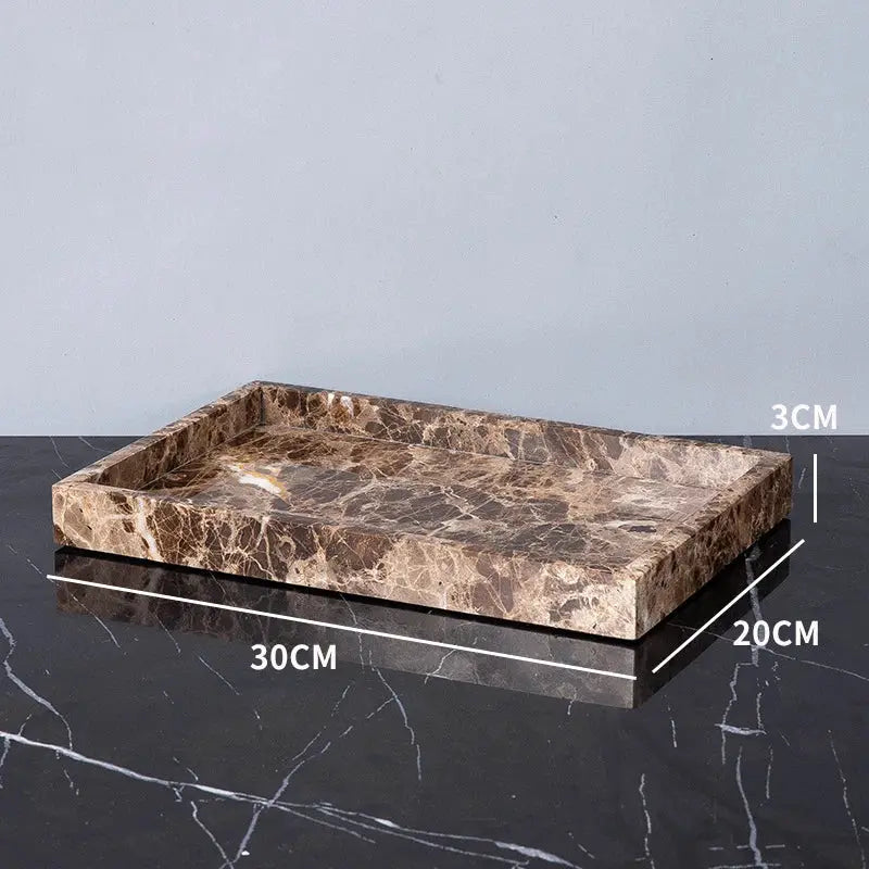 Emperador Dark natural marble bathroom tray; brown stone, 30x20x3 cm