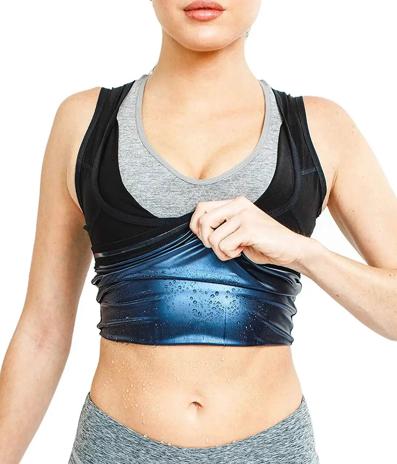 Waist trainer neoprene sauna vest by Simples Market in blue metallic