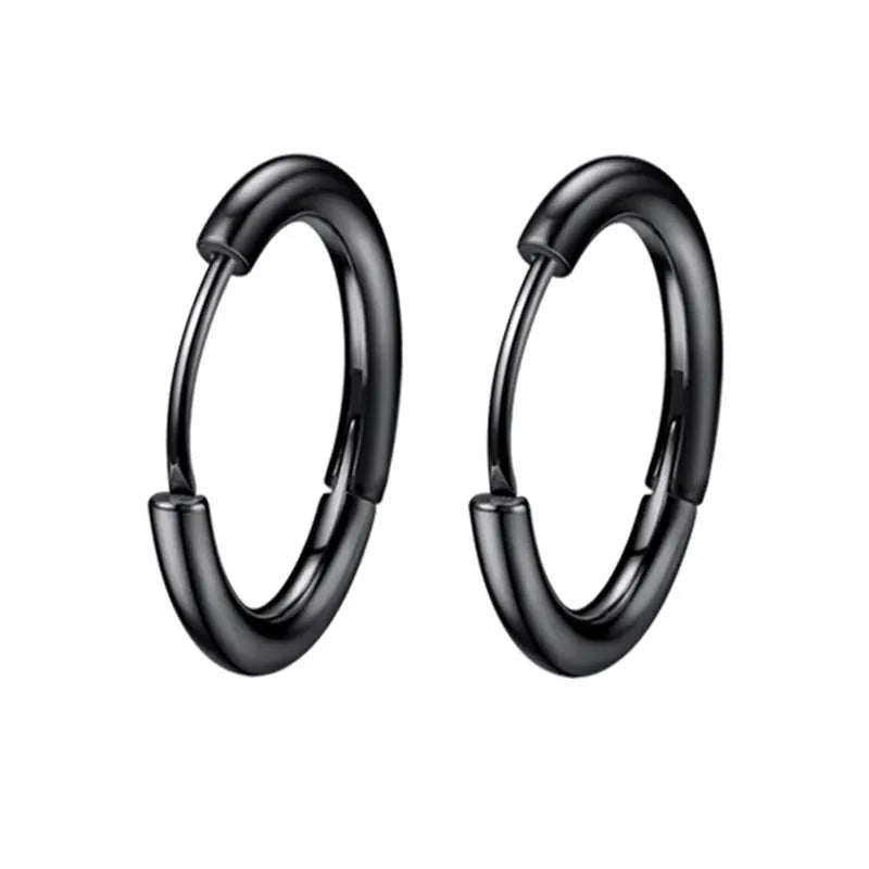Unisex Stainless Steel Small Hoop Earrings 10mm Thin Circle Hypoallergenic Cartilage Tragus Ear Piercing