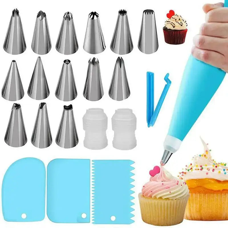 Stainless Steel Pastry Bag And Nozzle Set For Cake Decorating Confectionery Tools And Kitchen Accessories