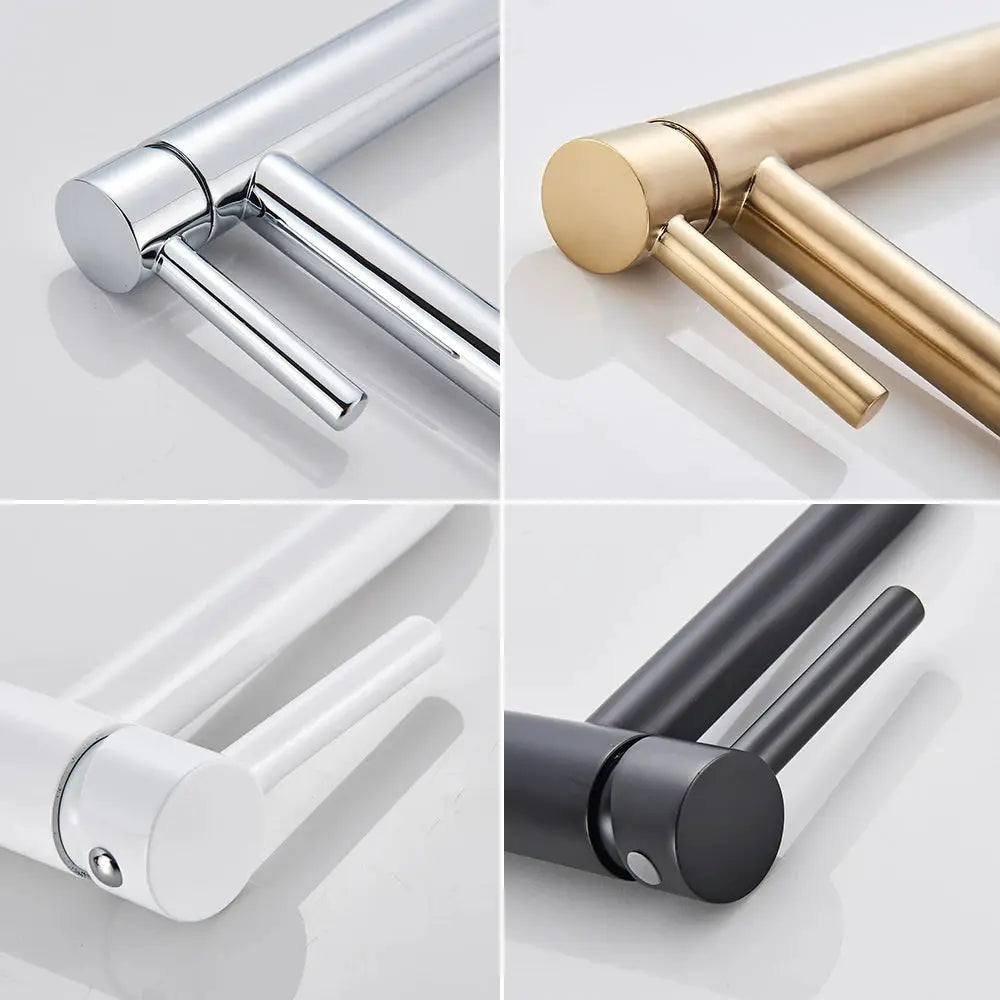 Bathroom basin faucet by Simples Market in four finishes: chrome, brushed gold, white, matte black.