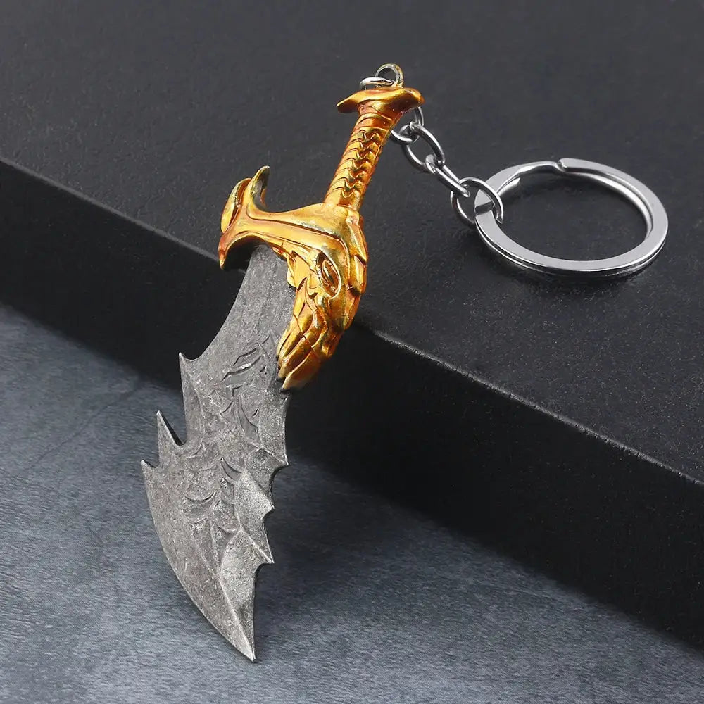 God Of War Kratos Sword Keychain Pendant Zinc Alloy Antique Silver Finish For Keys Backpacks And Bags