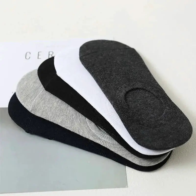 5 Pairs Mens Invisible No Show Ankle Socks Cotton Polyester Blend With Silicone Grip