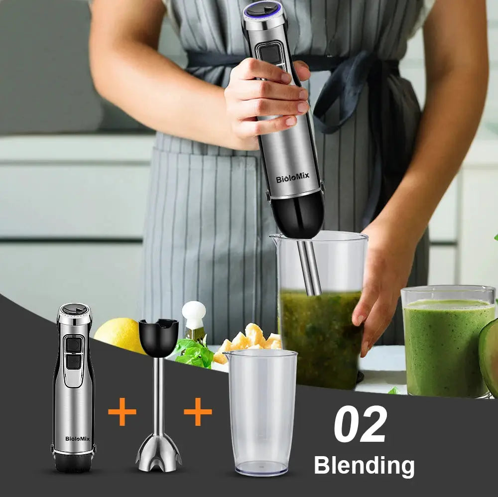 BioloMix 4 In 1 1200W Immersion Hand Blender With Chopper Cup