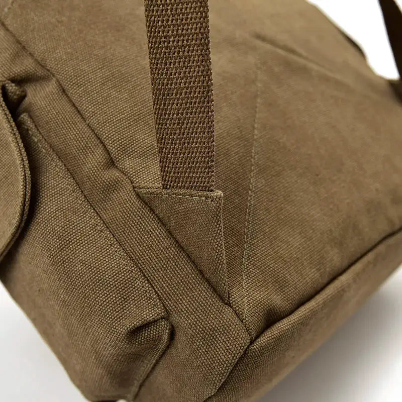 Canvas backpack by Simples Market, brown, large school/rucksack with shoulder straps.