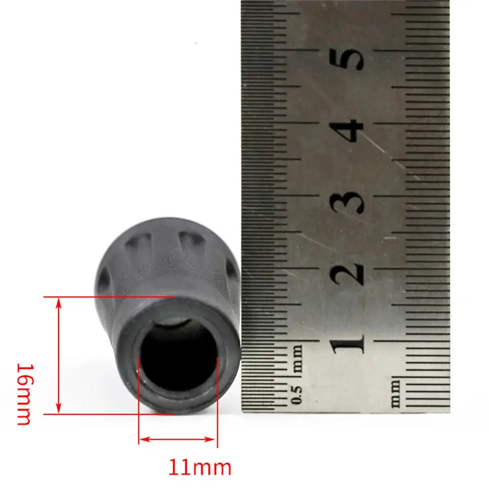 Simples Market 5-pack trekking pole rubber tip caps; black rubber protectors for 11mm pole tips
