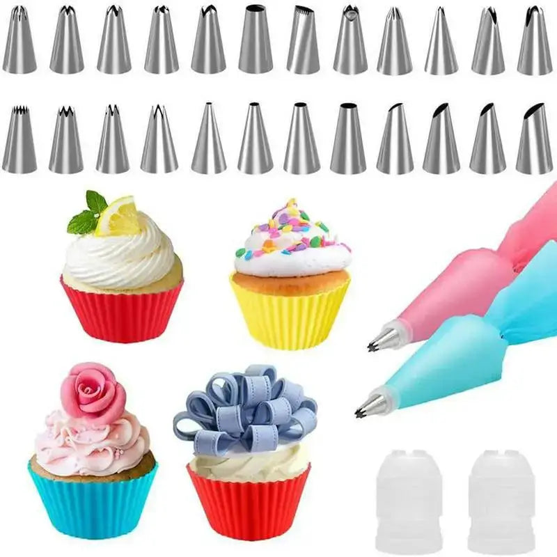 Stainless Steel Pastry Bag And Nozzle Set For Cake Decorating Confectionery Tools And Kitchen Accessories