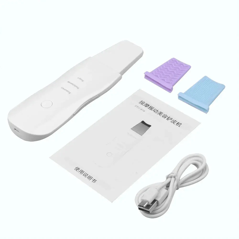 Ultrasonic Vibration Face Spatula Skin Scrubber Blackhead Remover Pore Cleaner Deep Clean Facial Tool