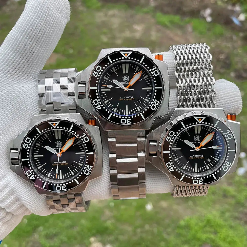 Steeldive Proplof SD1969 V3 dive watches set of 3, 56mm automatic with AR sapphire, stainless steel, 1200m WR