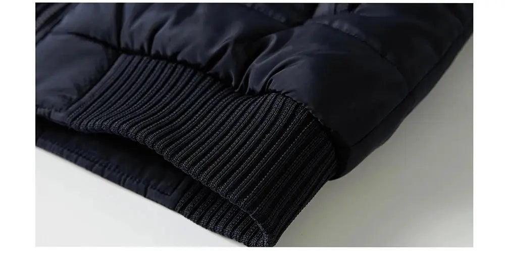 Winter men's fleece jacket cuff in navy with ribbed knit sleeve, Simples Market 8XL