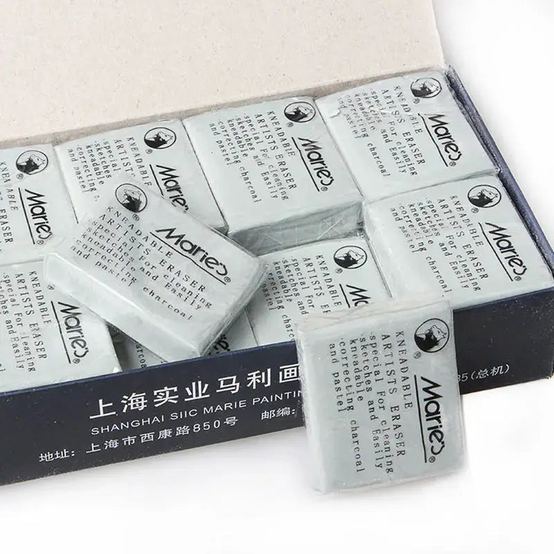 Marie's soft rubber erasers, light gray, 16-pack in box