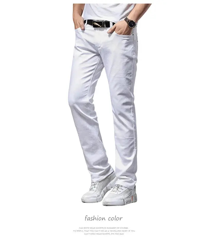 Men's white jeans by Simples Market, slim-fit casual pants