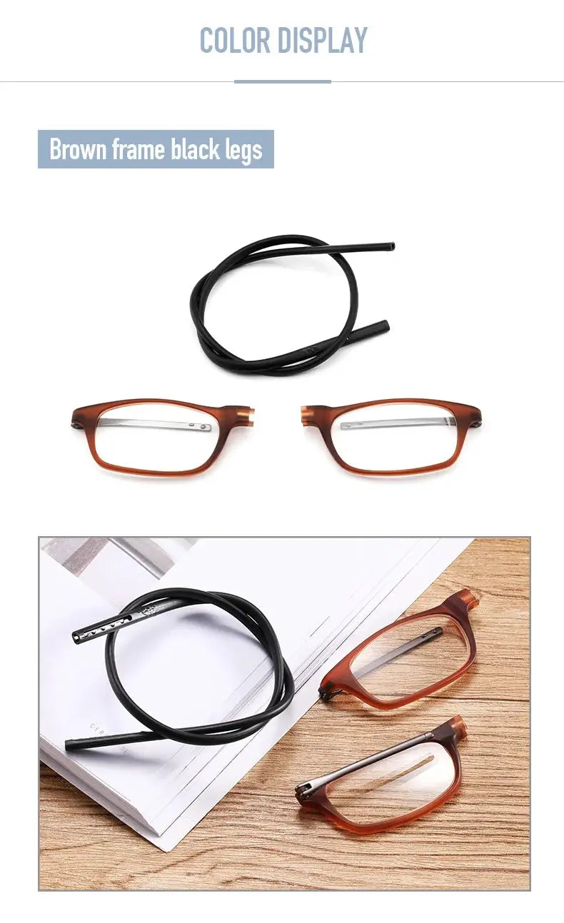 OptiFlex Portable Magnetic Reading Glasses Unisex With Adjustable Neck Lanyard And Polarized Lenses
