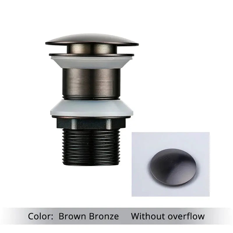 Bagnolux brown bronze two-piece pop-up bathroom sink drain stopper with cover plate, without overflow, for vessel sink