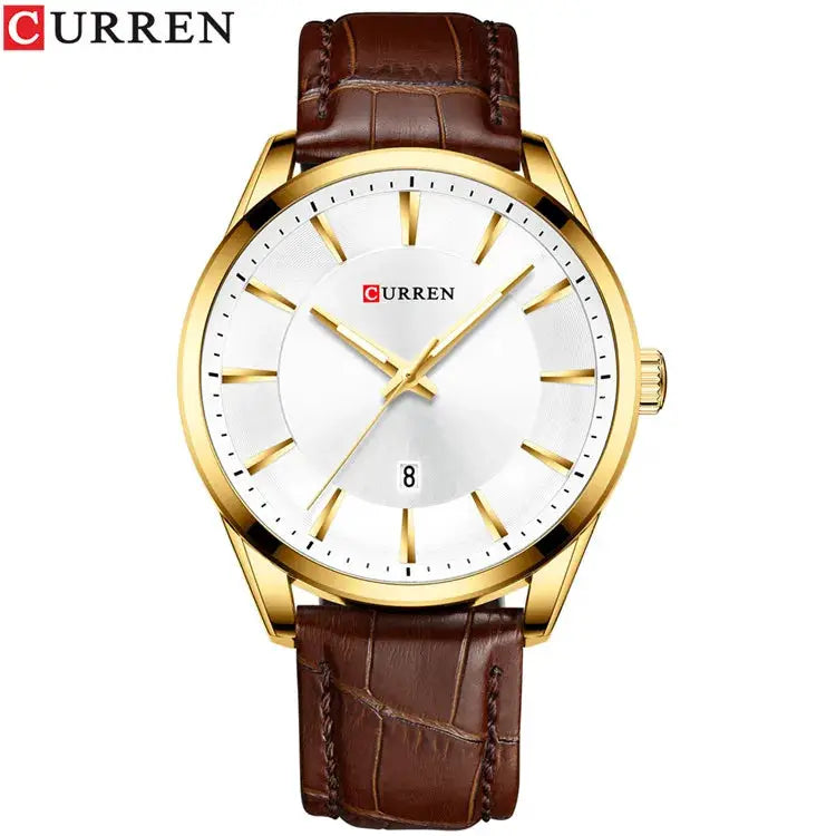 Curren Quartz Watches For Mens Leather Strap Luxury Minimalist Business Wristwatch Stainless Steel Case