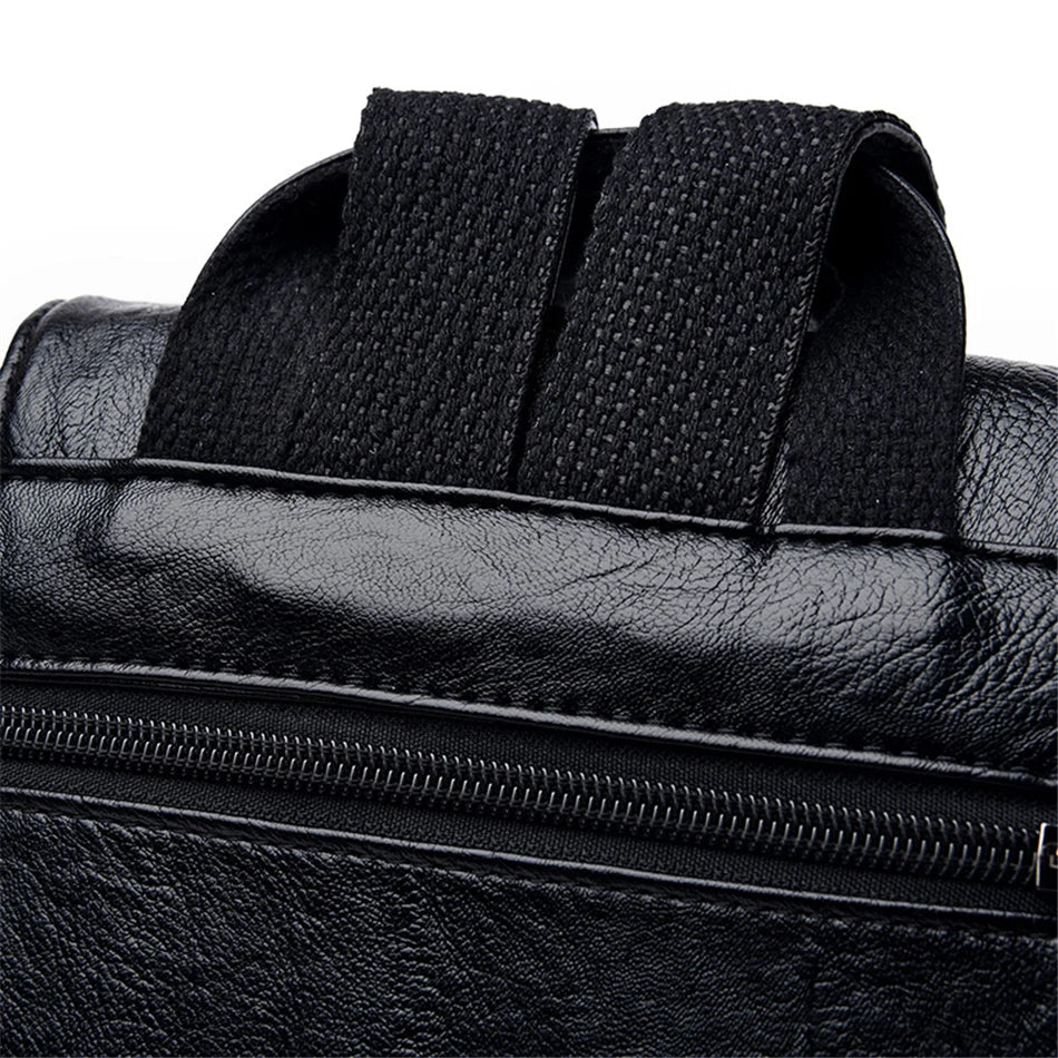Leather backpack by Simples Market with zipper and sturdy top handles