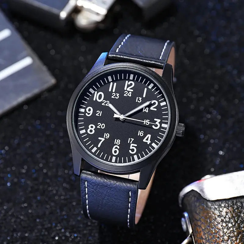 Aviator Works Pilot Collection Watch With Easy Reading 24H Display And Japanese Quartz Movement Luminous Dial 41mm Case