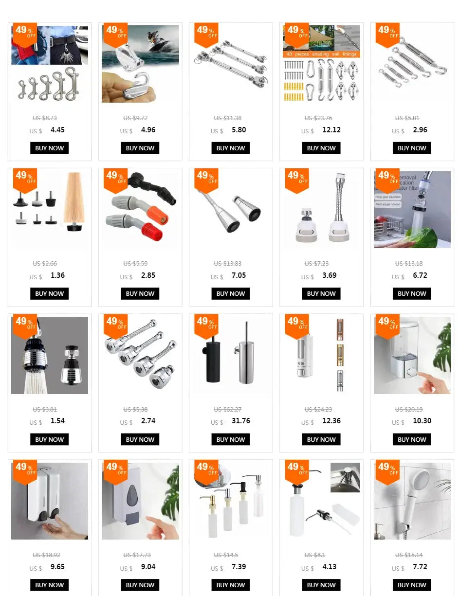 Handheld ABS bidet faucet by Simples Market, adjustable, shown among a grid of bathroom fittings