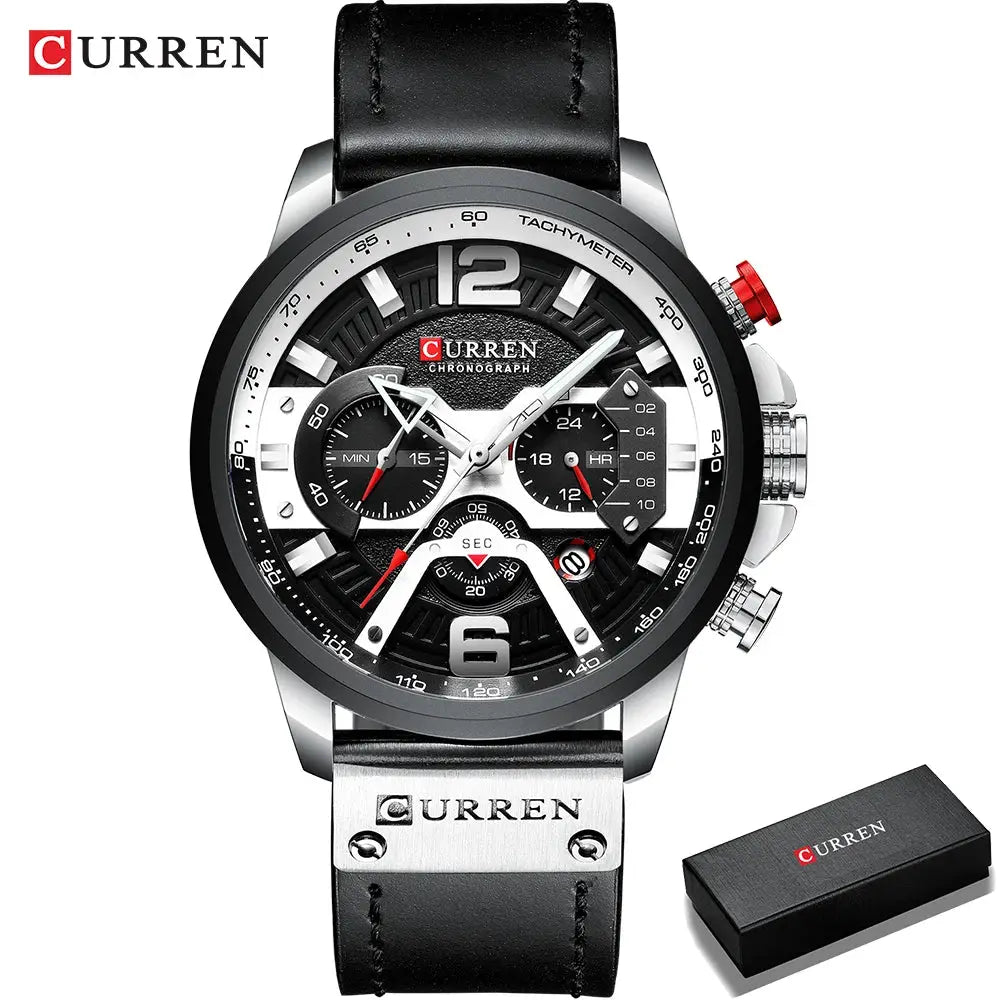 Curren Casual Sport Watch For Men Luxury Military Chronograph With Complete Calendar
