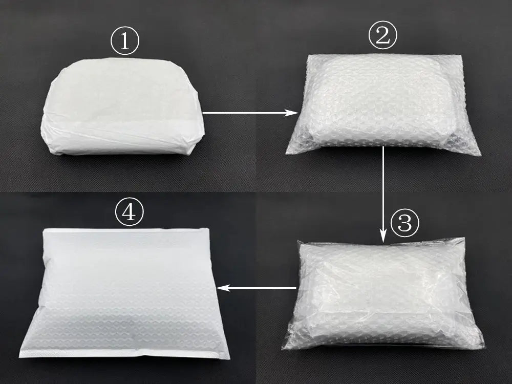 Heart-shaped crystal clutch purse by Simples Market, shown wrapped in paper, bubble wrap, and a padded mailer.