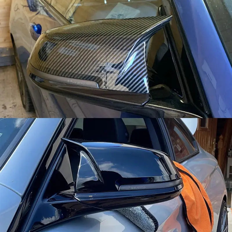 Gloss Black Carbon Fiber Side Mirror Cover Cap For BMW F20 F21 F22 F23 F30 F31 F32 F36 X1 E84 M4 Style Rearview Cap