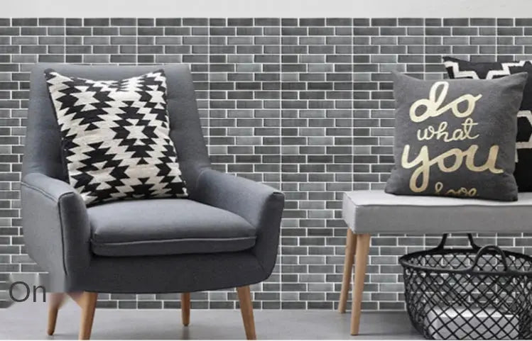Self-adhesive tile wall stickers, grey PVC, for kitchen and bathroom walls