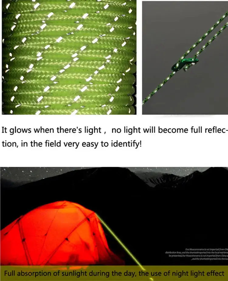 Simples Market reflective paracord rope, 4mm green 7-strand 550 parachute cord for camping and DIY projects