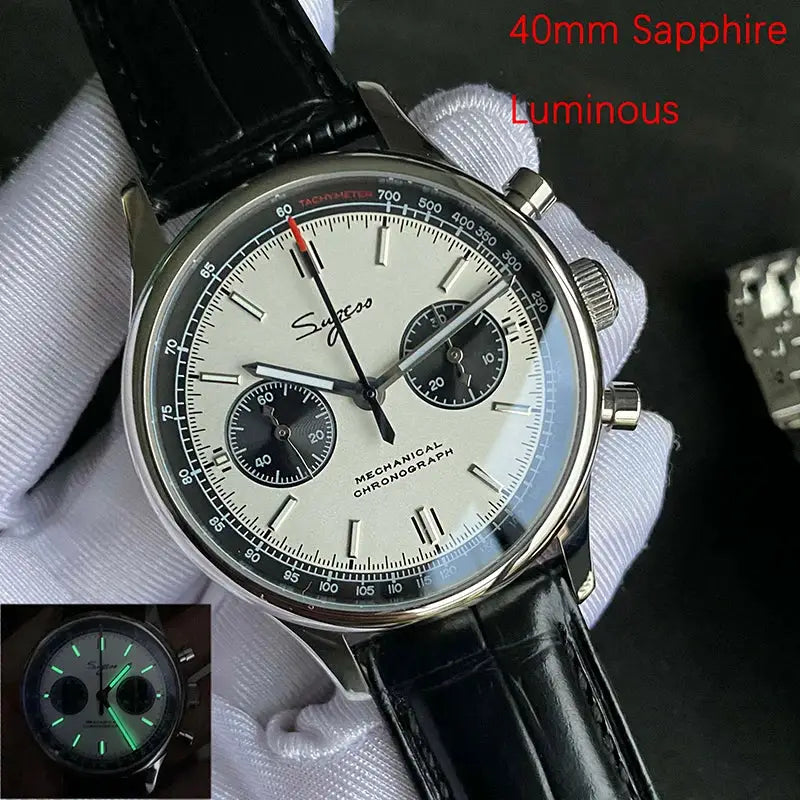 Limited Edition Pilot Chronograph ST19 watch with white panda dial, 40mm case