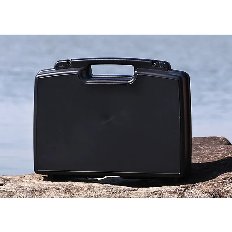 Simples Market black plastic portable hardware toolbox case with handle.