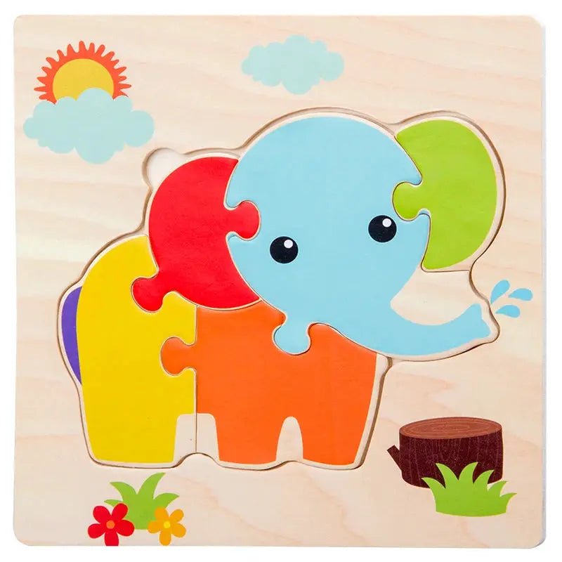 Wooden Baby 3D Puzzles Tangram Shapes Educational Cartoon Animals Jigsaw Toys Gift For Children To Boost Learning And Motor Skills